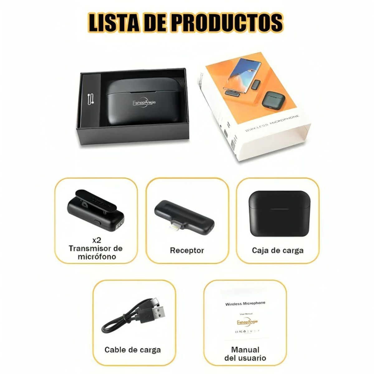 GENERICO - Micrófono Inalámbrico Doble Solapa  Estuche
