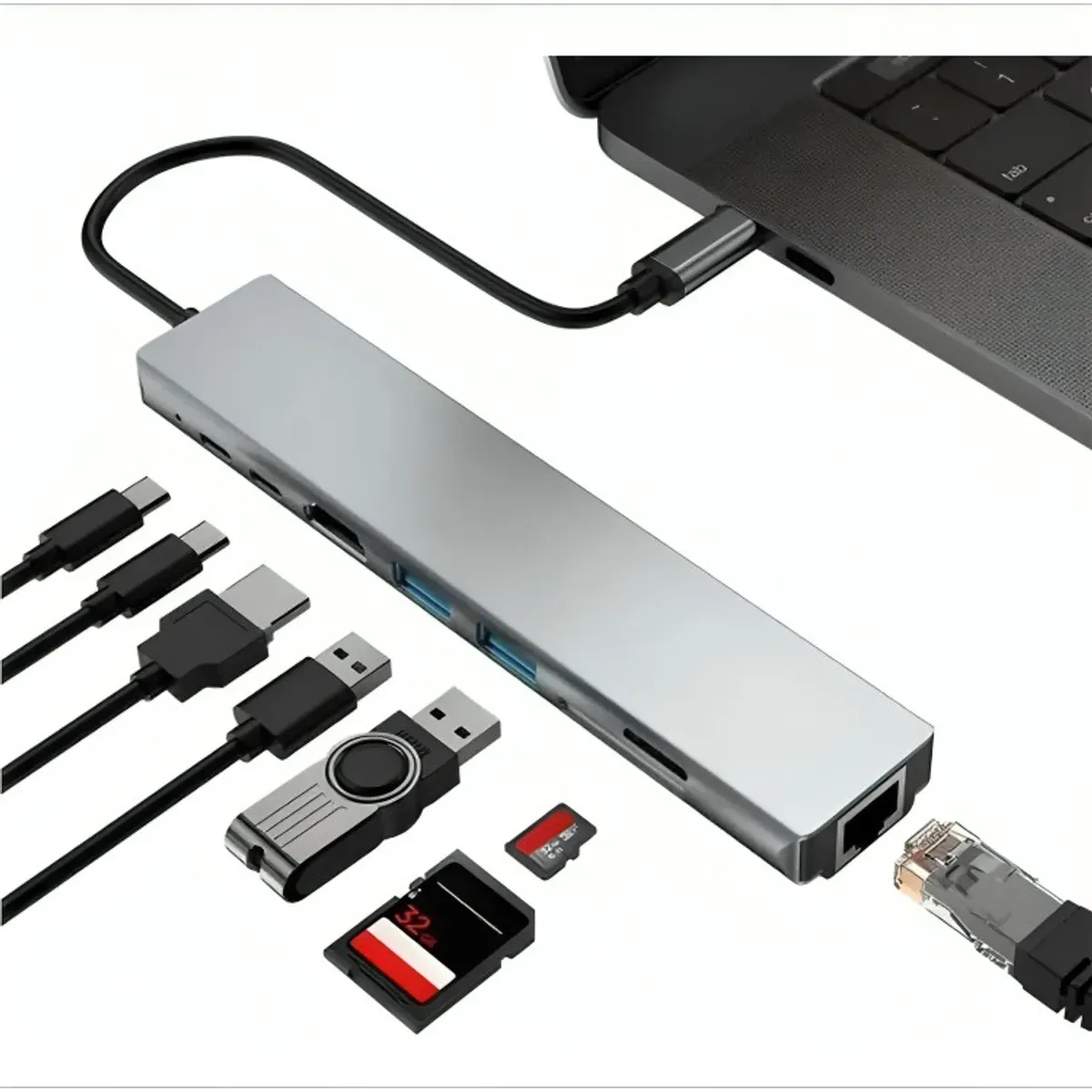 GENERICO - Adaptador Multipuerto Hub tipo C 8 en 1