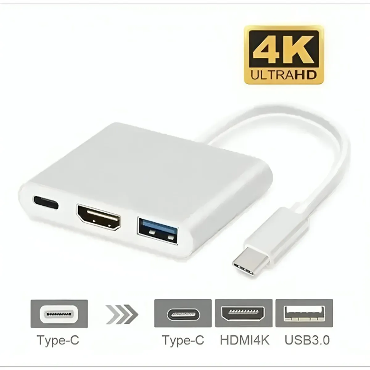 GENERICO - Adaptador Hub 3 En 1 Usb Tipo C A Usb-c Hdmi Usb 30 4k
