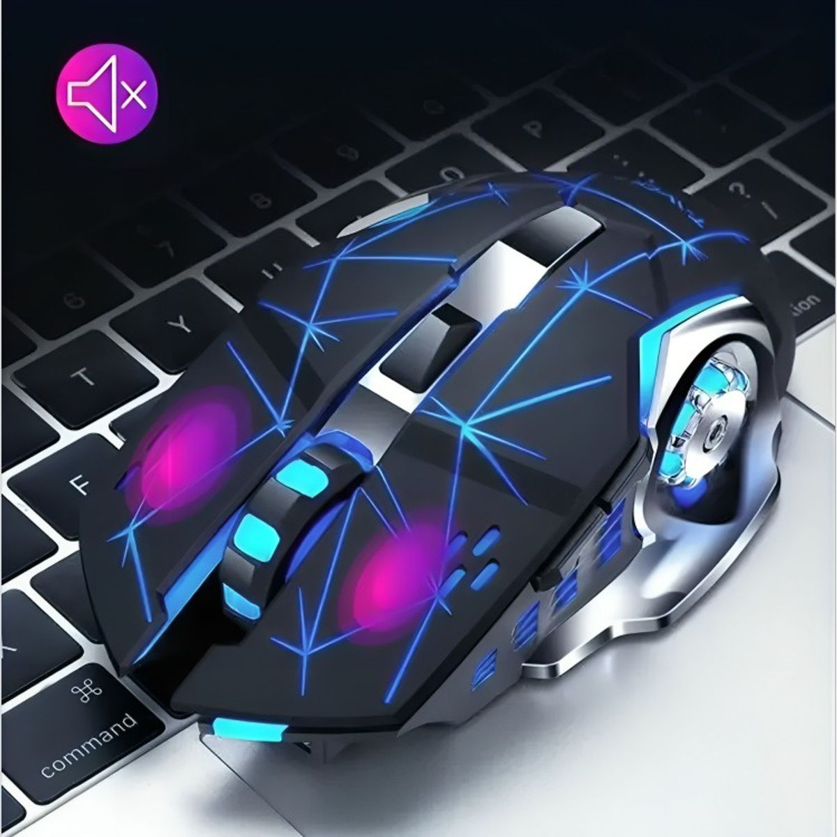GENERICO - Mouse Gamer Inalámbrico Recargable Iluminado Rgb