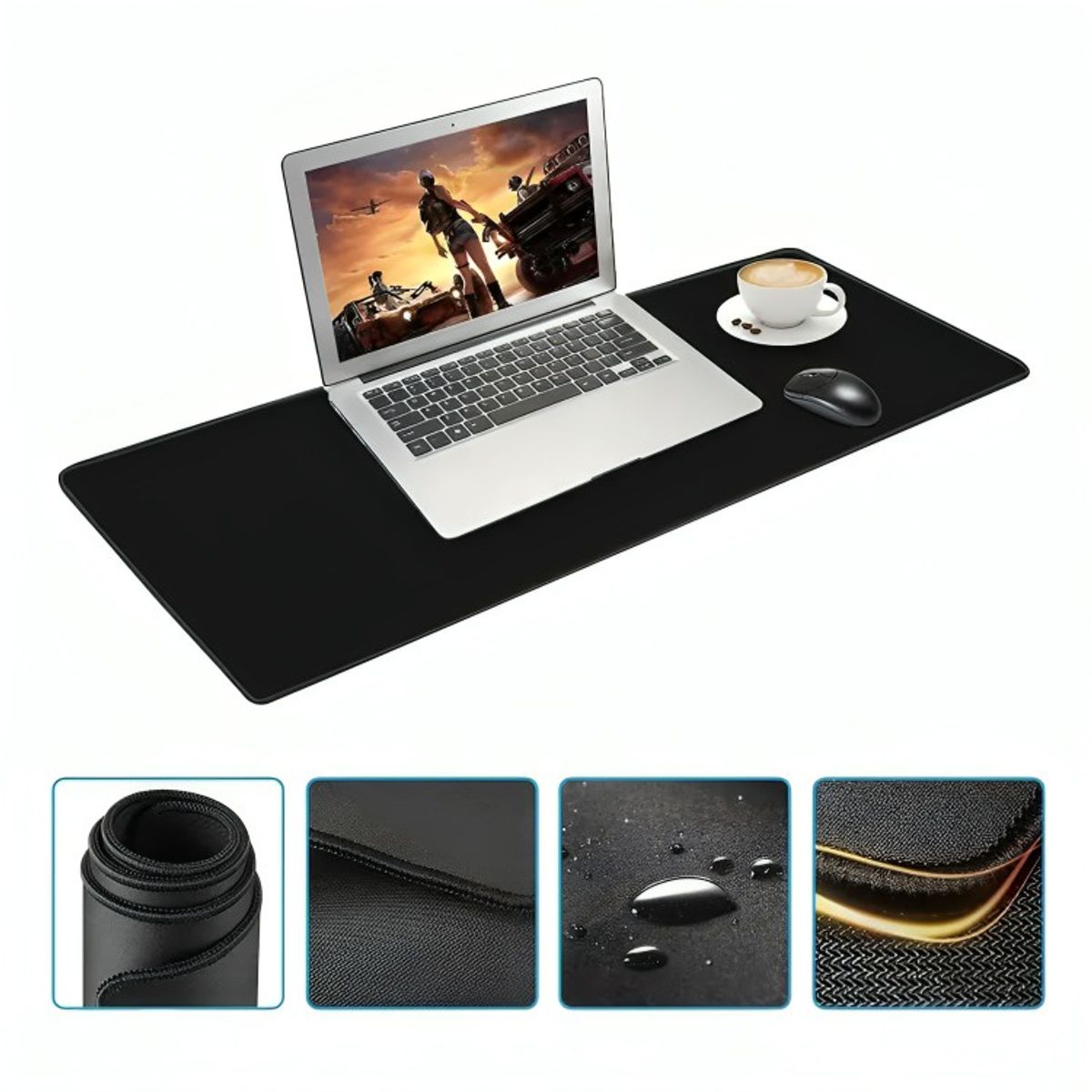 GENERICO - Mouse Pad Alfombrilla Protector Antideslizante 80x40 Negro
