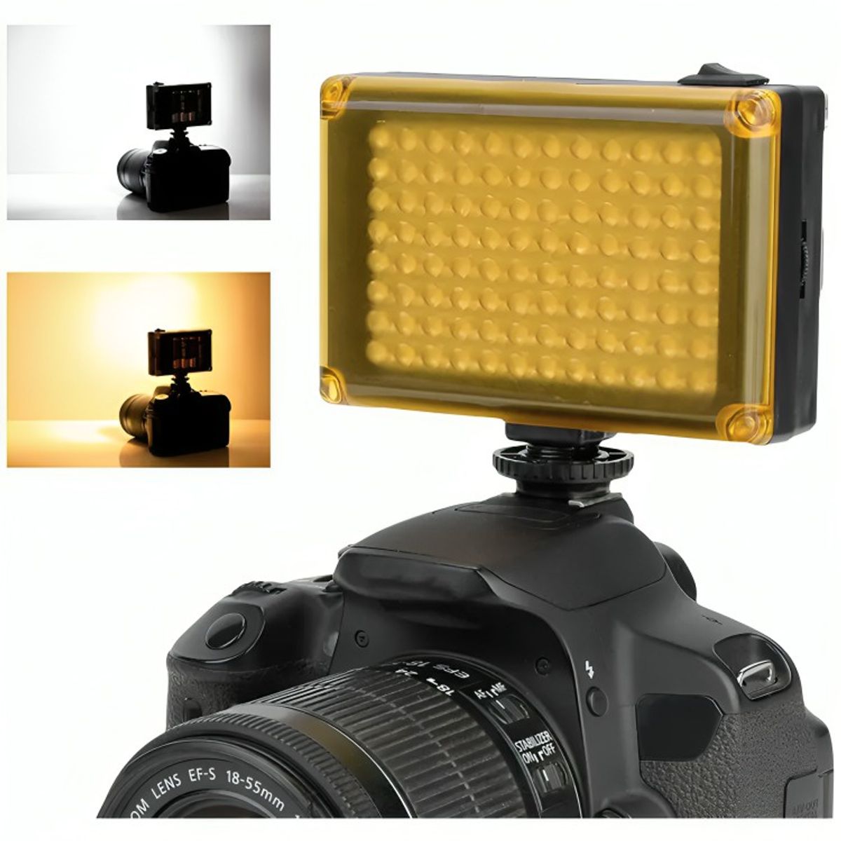 GENERICO - Foco De Cámara 96 Led Flash Batería Con 2 Filtros