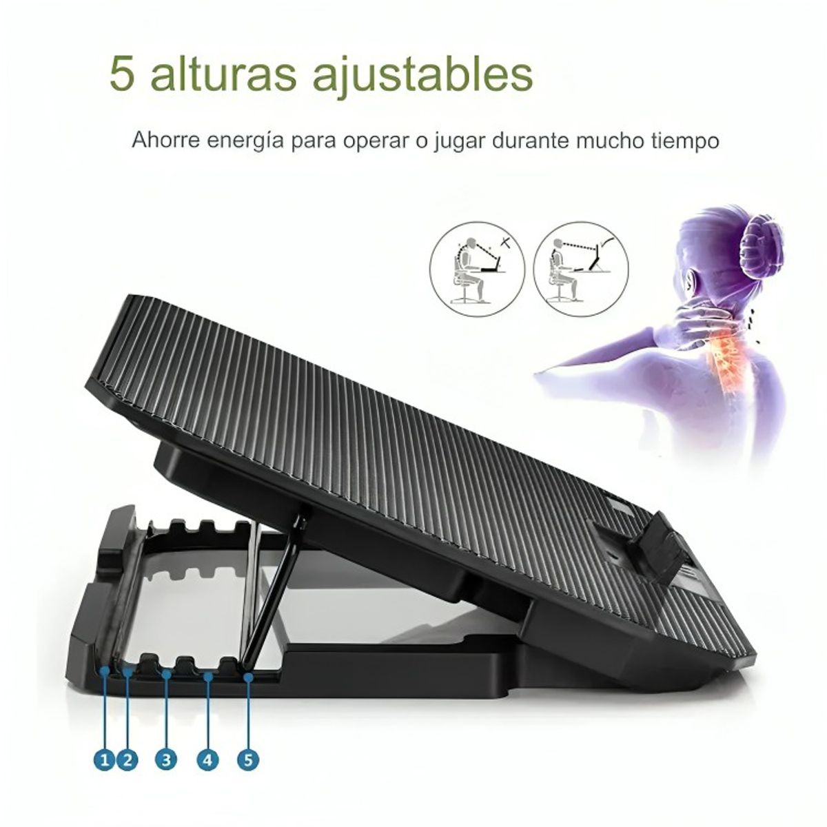 GENERICO - Base Soporte Para Notebook 2 Ventiladores