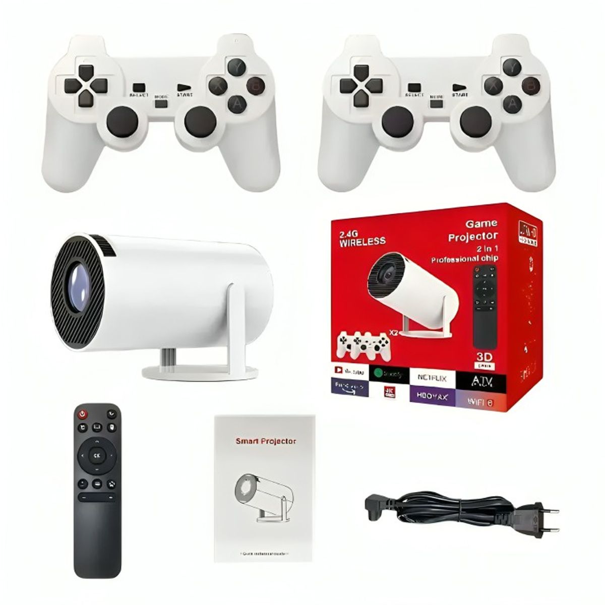 GENERICO - Proyector Portátil Con Consola UHD Wifi Bluetooth