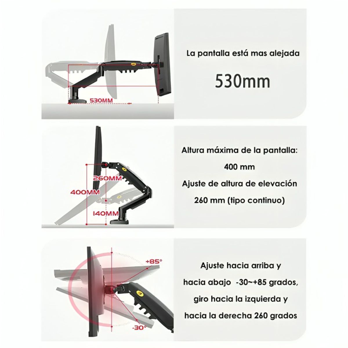 GENERICO - Soporte Ergonómico De Mesa Para Tv monitor 1 Brazo 17-30