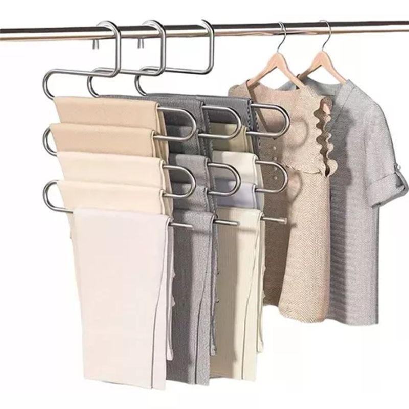 GENERICO - Pack de 2 colgadores de pantalones metálico para closet negro