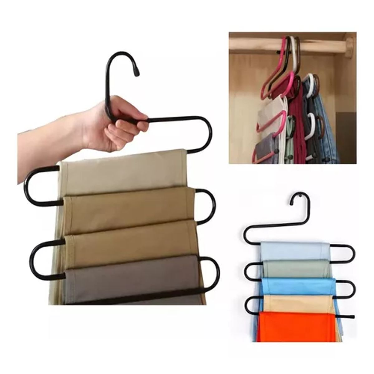 GENERICO - Pack de 2 colgadores de pantalones metálico para closet negro