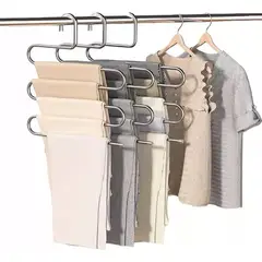 GENERICO - Pack de 2 colgadores de pantalones metálico para closet plata
