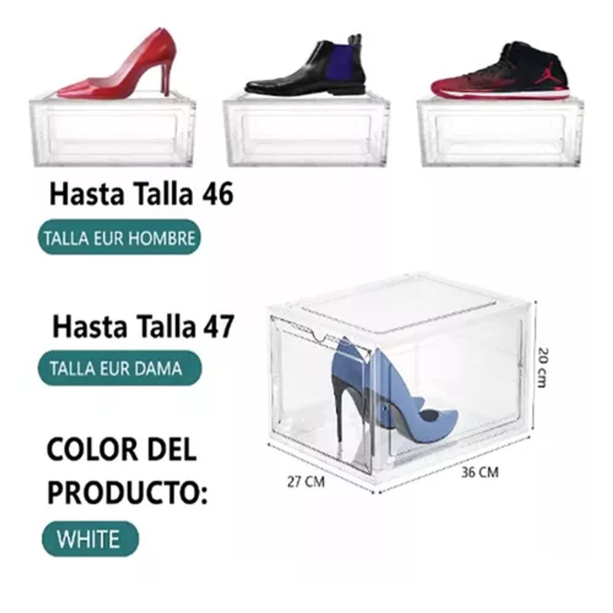 GENERICO - Caja organizador de zapatos apilable para calzado