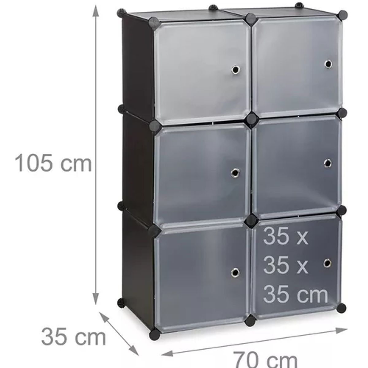 GENERICO - Organizador de closet 6 módulos para baño o ropero negro