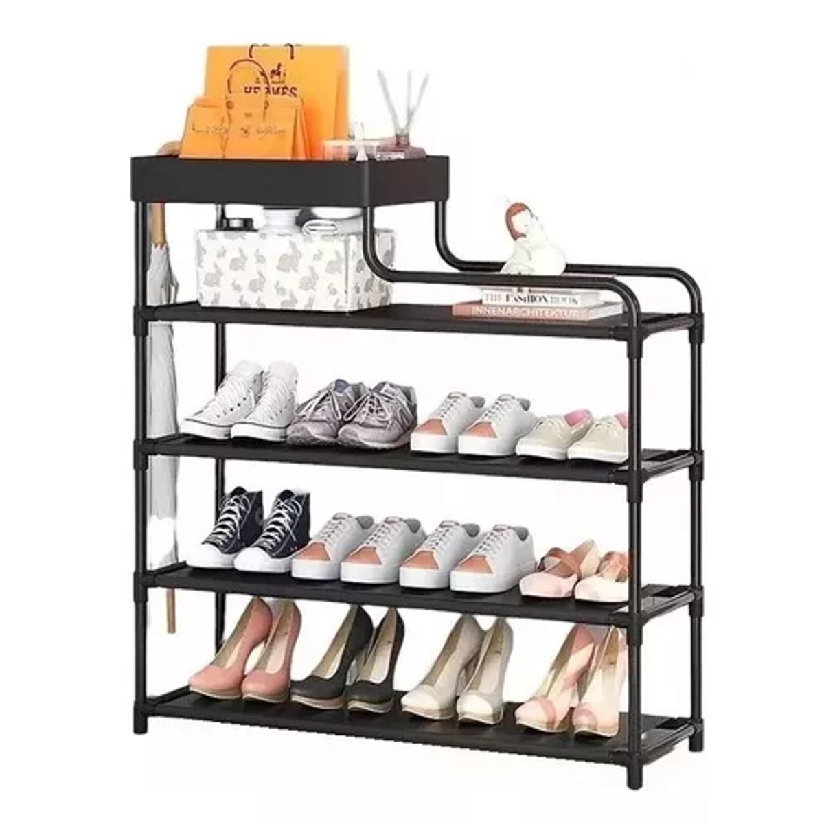 GENERICO - Organizadores de zapatos y ropa 5 niveles armables negro