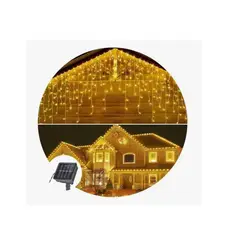 GENERICO - Luces Navidad Cascada 300 Led Calido Solar 9 Mts. Reales