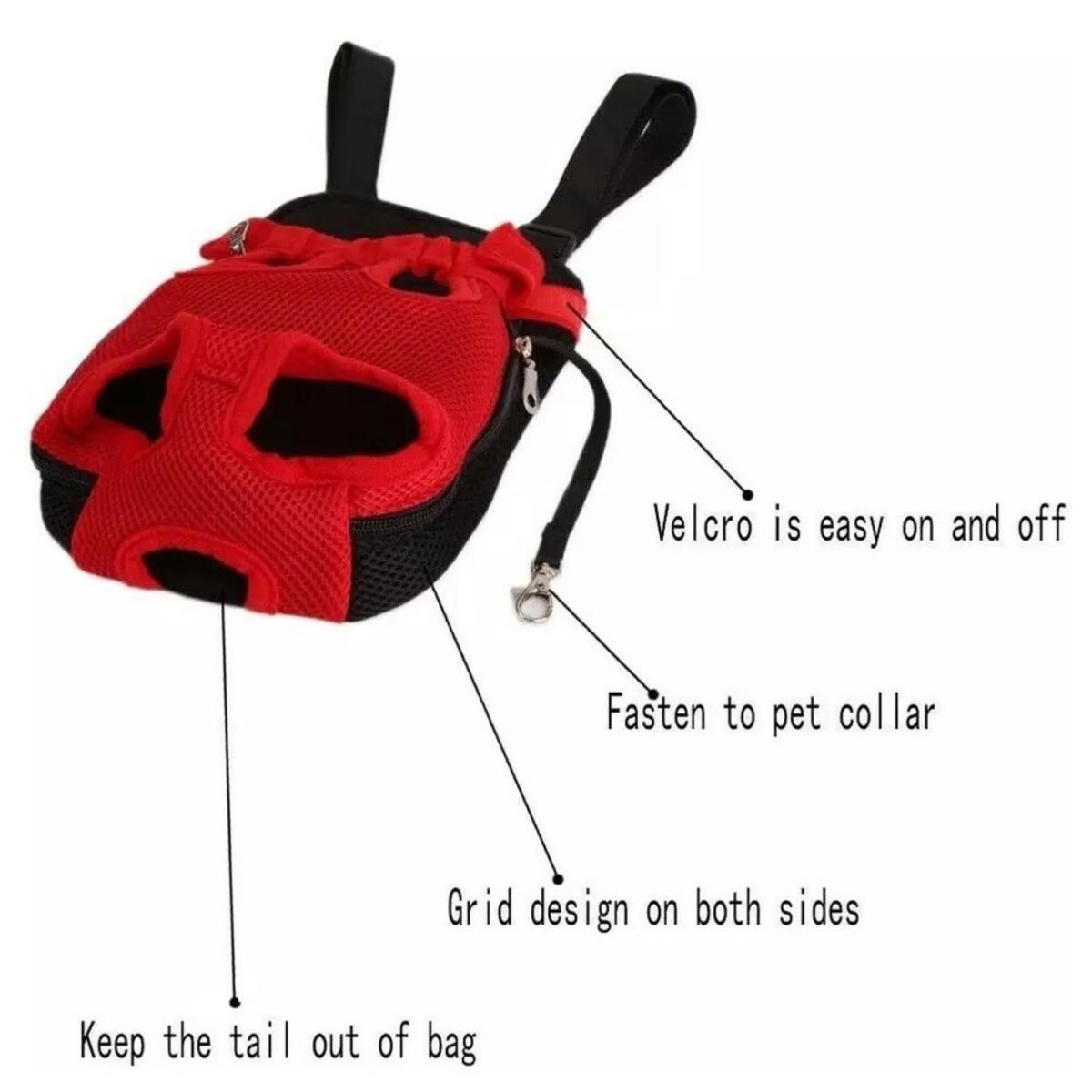 GENERICO - Bolso Transportador Para Mascota Pecho Espalda XL Rojo
