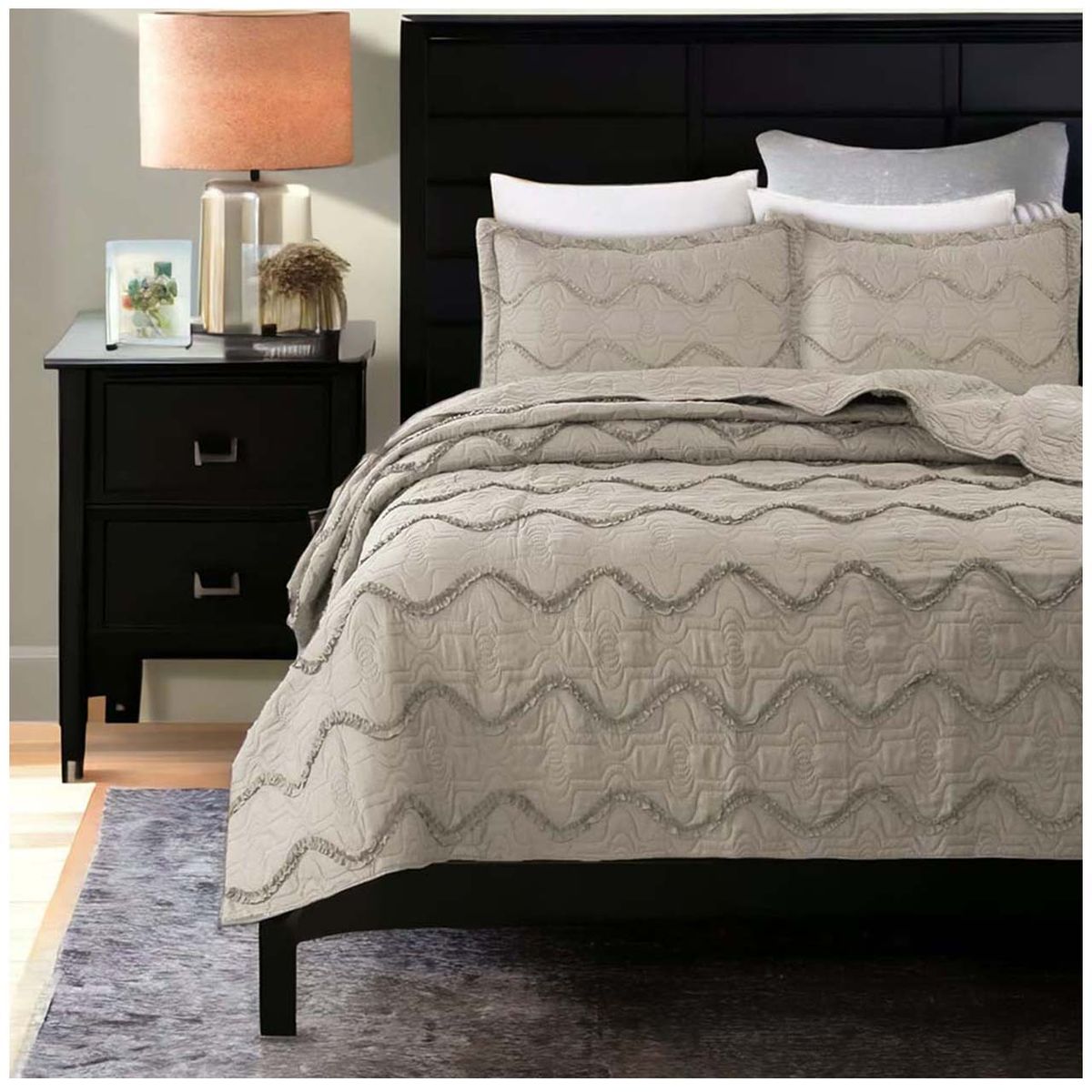 GENERICO - Cubrecama Bordado Premiun 2 Plazas Arena