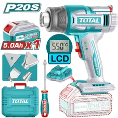 TOTAL - Pistola de calor inalambrica 550°c 20v bat+carg+accs
