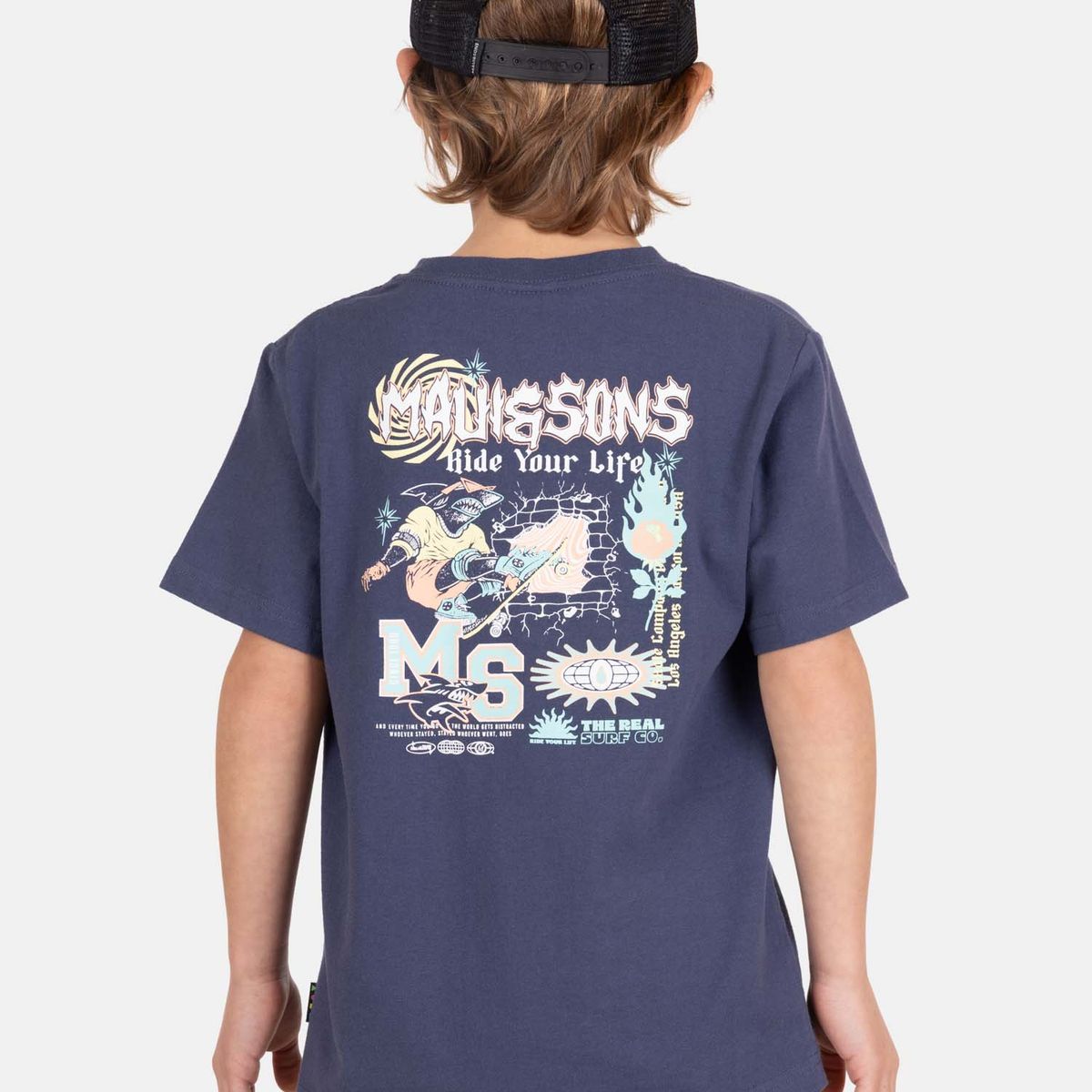 MAUI AND SONS - Polera MC FreeMar Azul Infantil Maui And Sons