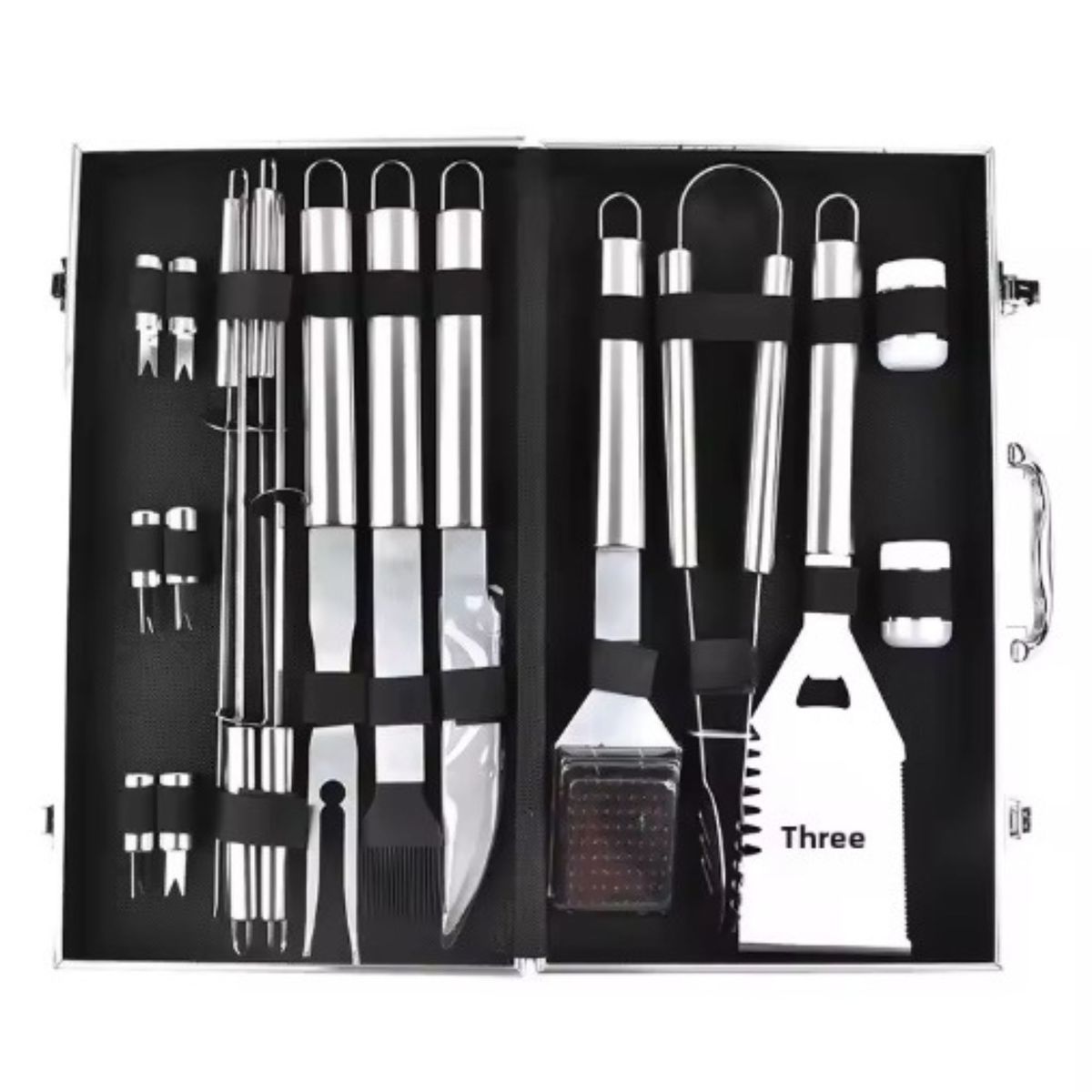 GENERICO - Kit del Asador Profesional de 18 Piezas Acero Inoxidable