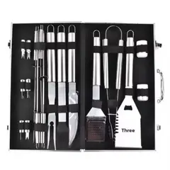 GENERICO - Kit del Asador Profesional de 18 Piezas Acero Inoxidable