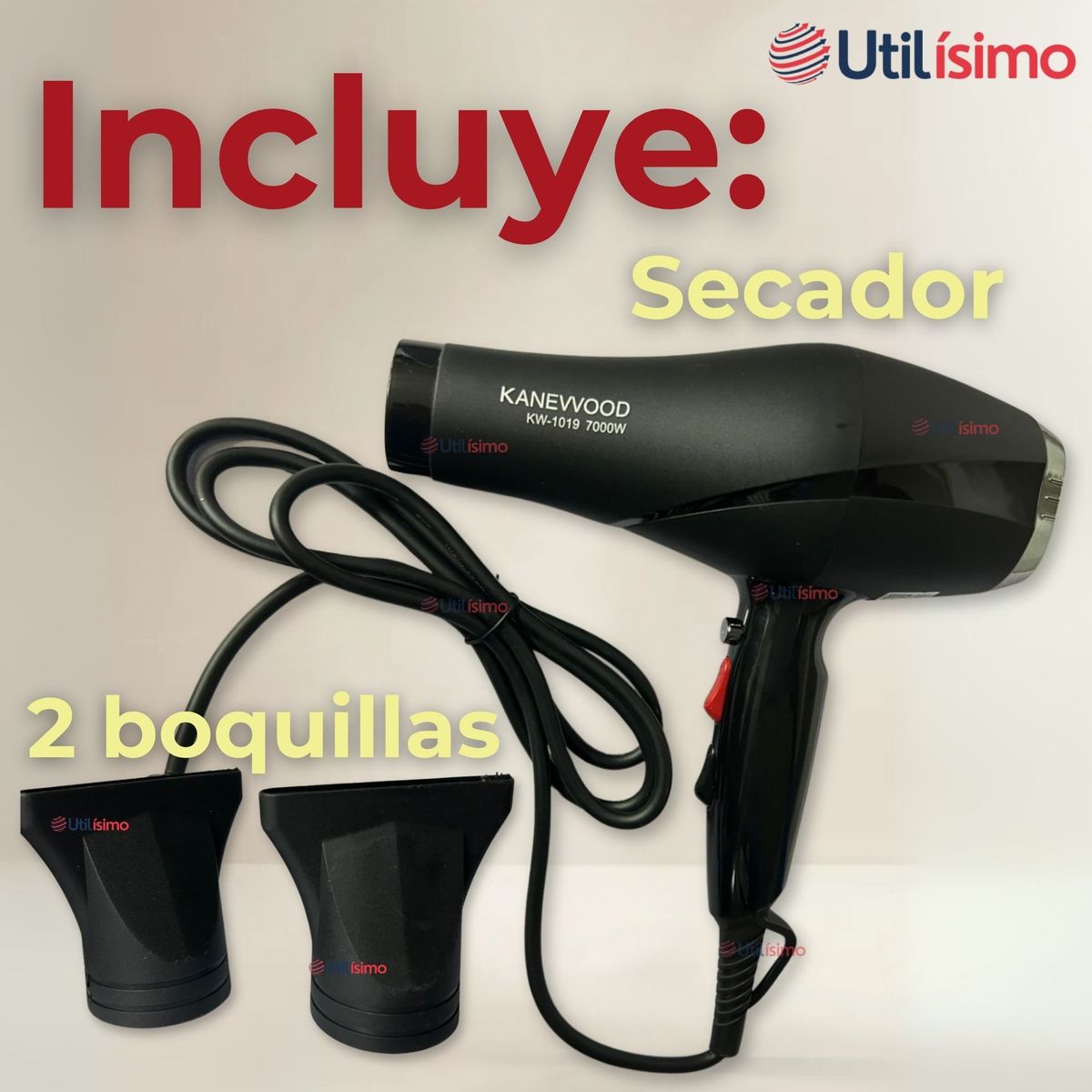 LINE - Secador De Pelo Cabello Premium Profesional 7000W Alta Potencia Negro