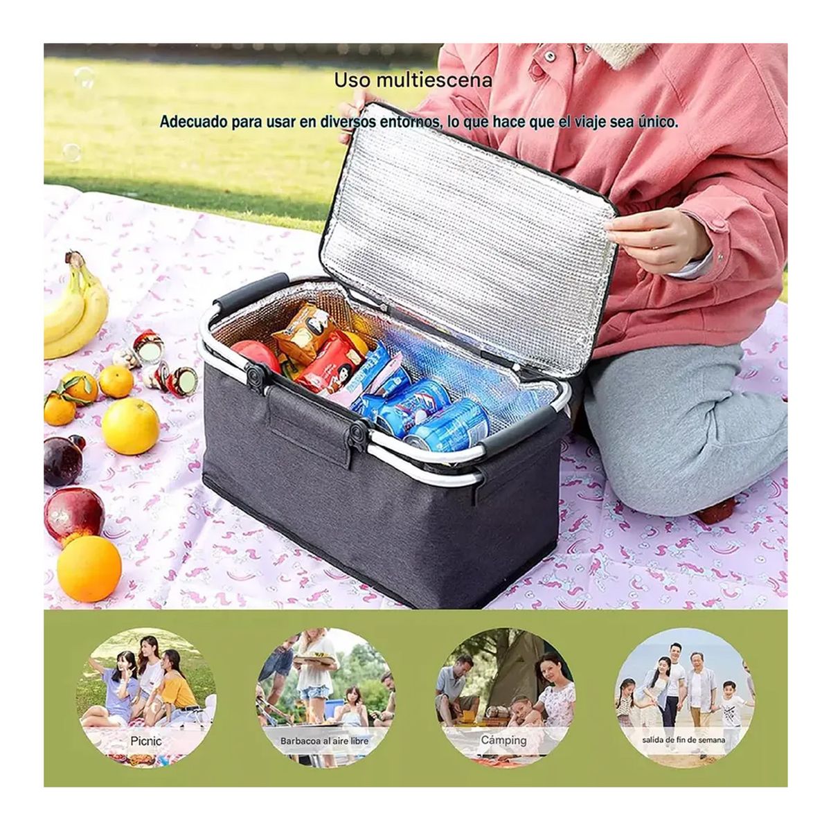 Canasta Picnic Cooler Bolso Térmica Plegable Portátil, marca GENERICO - Foto Principal