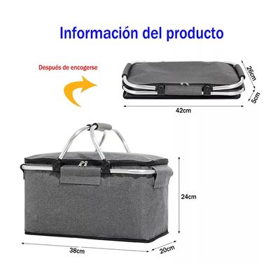 Imagen 2 del producto Canasta Picnic Cooler Bolso Térmica Plegable Portátil