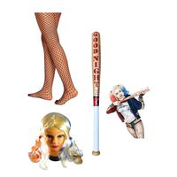 SET PELUCA BATE Y PANTIES PARA DISFRAZ HARLEY QUINN