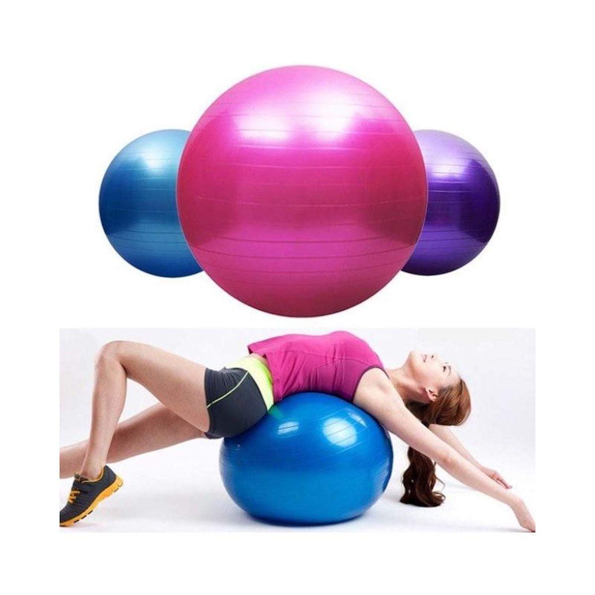 GENERICO - Pelota Balon 65 Cm Pilates Yoga + Inflador Pelotas