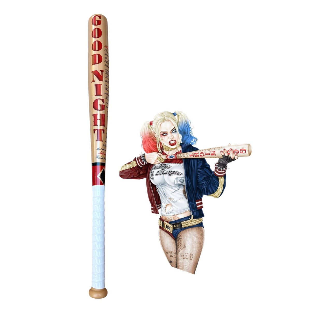 GENERICO - PELUCA MAS BATE DE HARLEY QUINN ACCESORIO PARA DISFRAZ