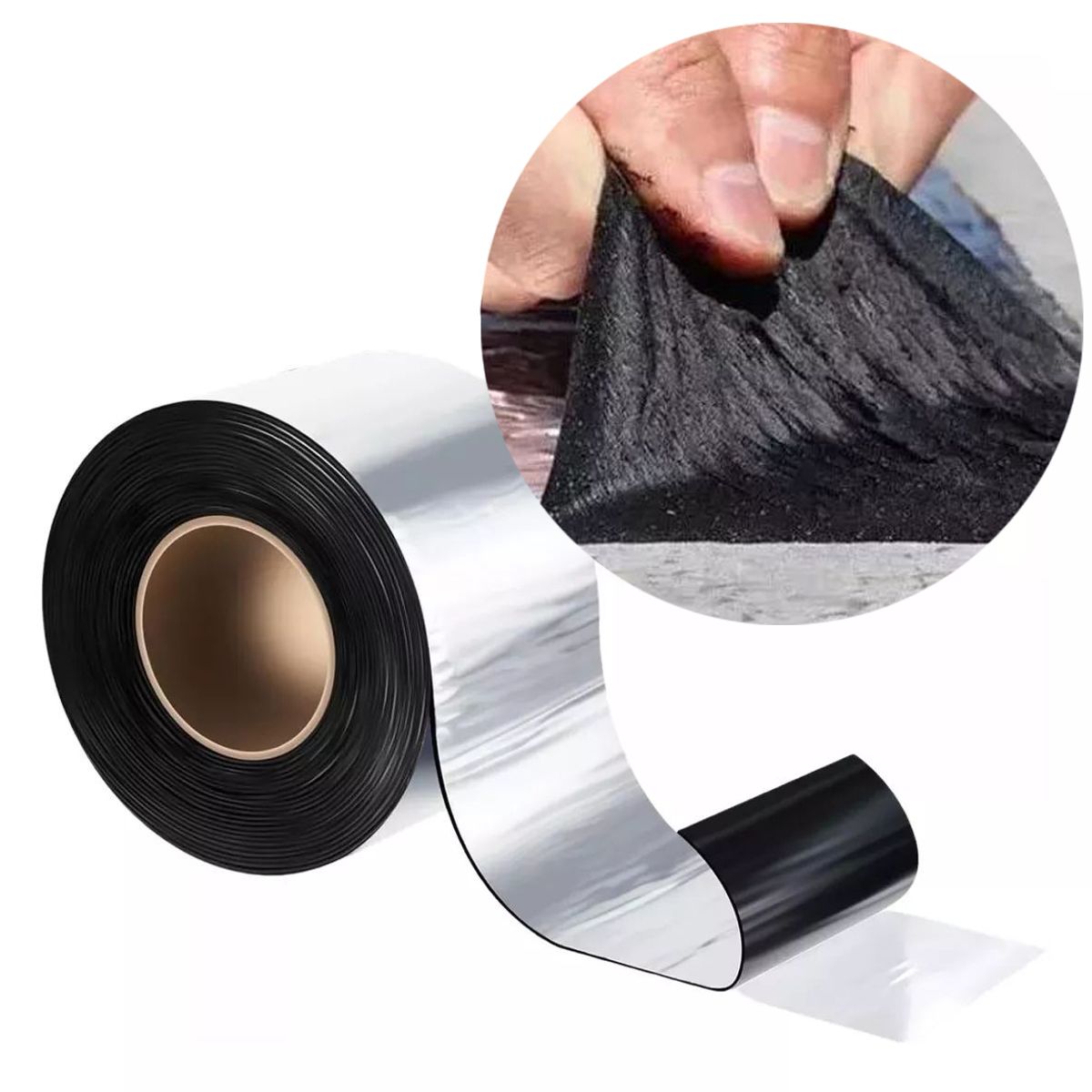 KUANGYE - 10mts ×75mm Cinta Sellador Techo Impermeable Aluminio Betún