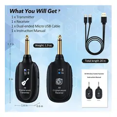 GENERICO - A8 Sistema Transmisor Y Receptor Inalambrico Guitarra Uhf
