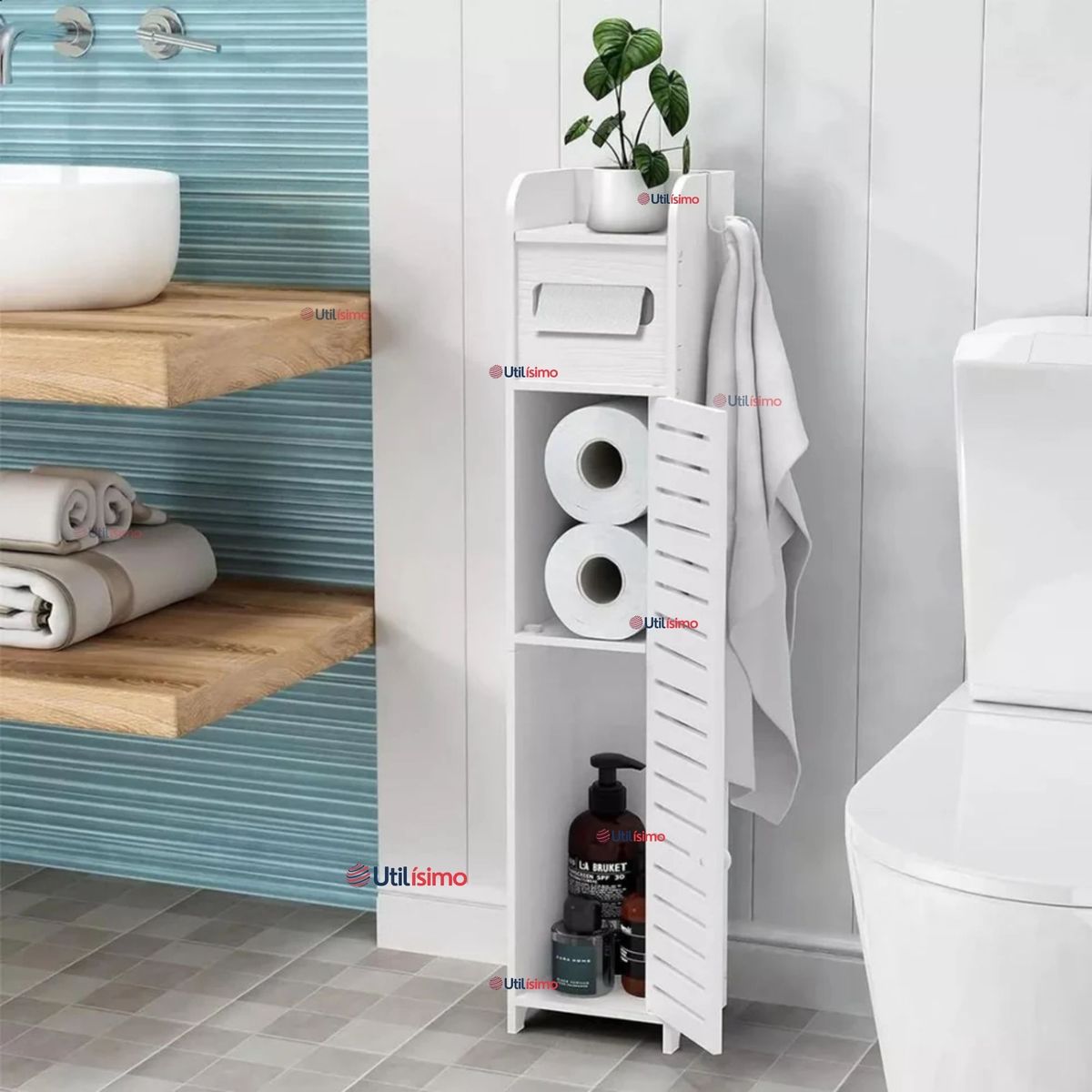 LINE - Mueble Estante Esquinero Organizador De Baño Blanco