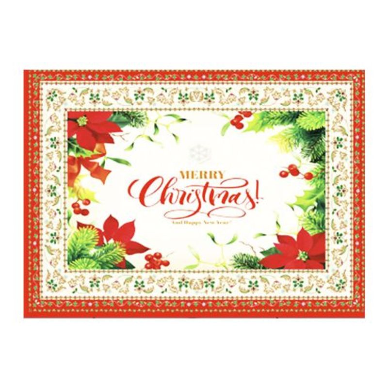 GENERICO - MANTEL NAVIDAD MERRY CHRISTMAS FLORES ROJA 137X240CM