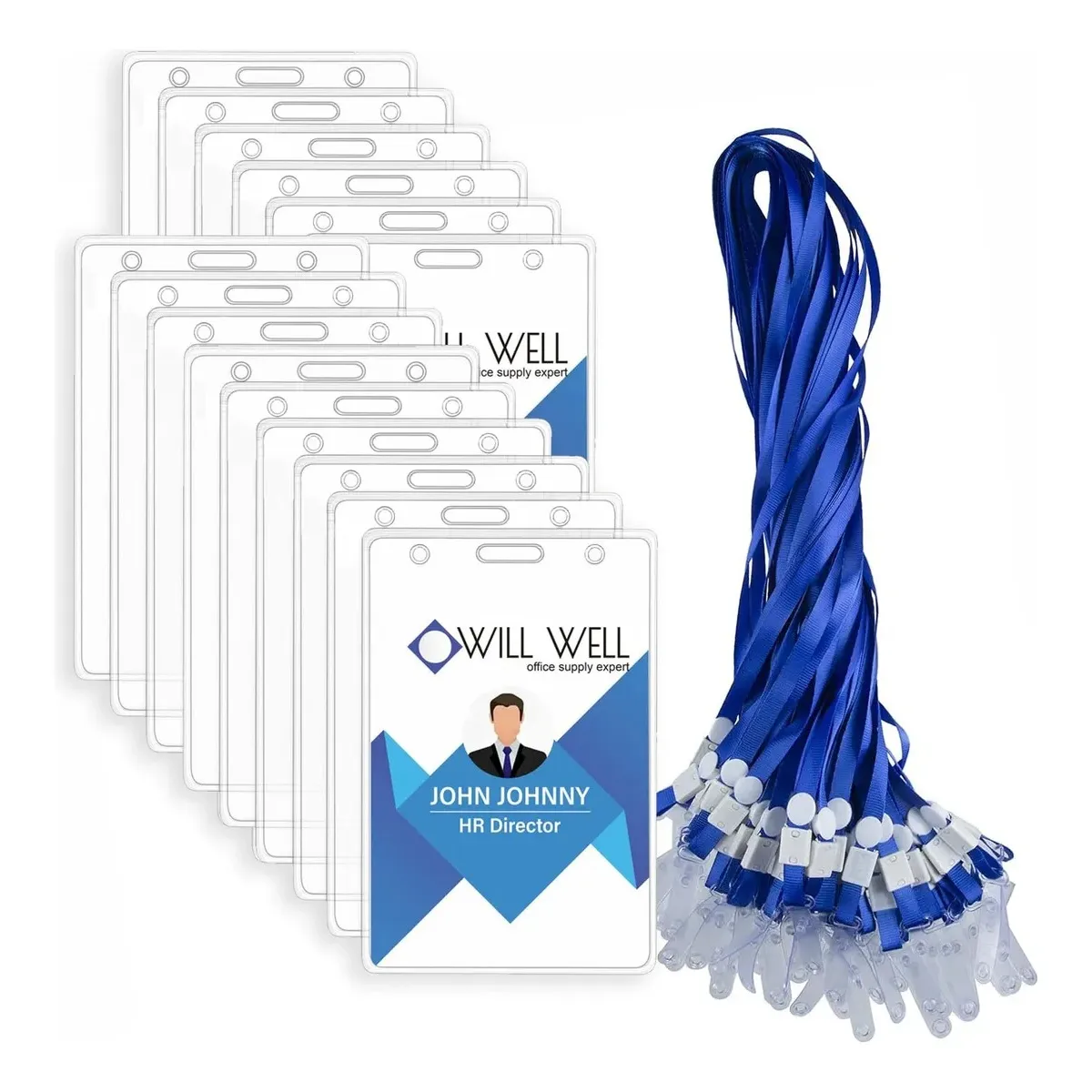 GENERICO - Pack 100 Porta Credenciales Transparente Incluye Lanyard