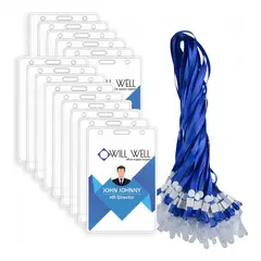 GENERICO - Pack 100 Porta Credenciales Transparente Incluye Lanyard