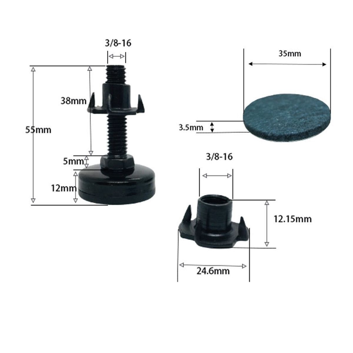 KINDA NICE - Set 4u Niveladores Topes Para Muebles Pata Tipo Inserto