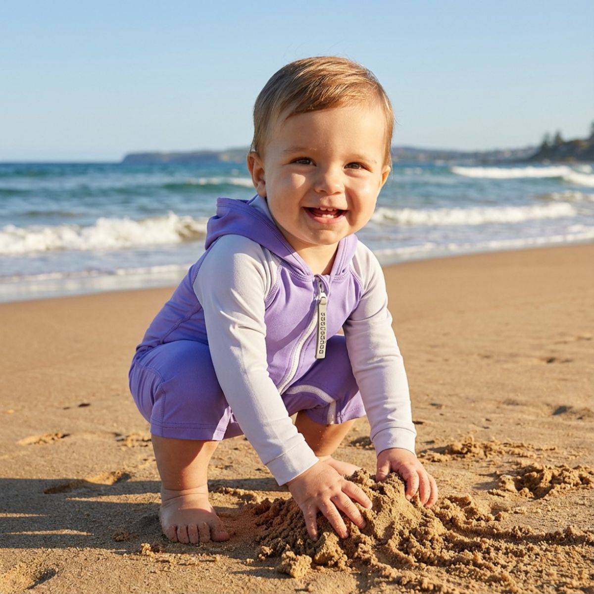 BONVERANO - Traje de baño con capucha y protección UV para niñas