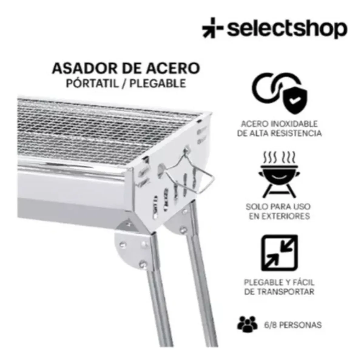 AFVENTURA - Parrilla De Carbón Portatil Plegable De Acero Inoxidable