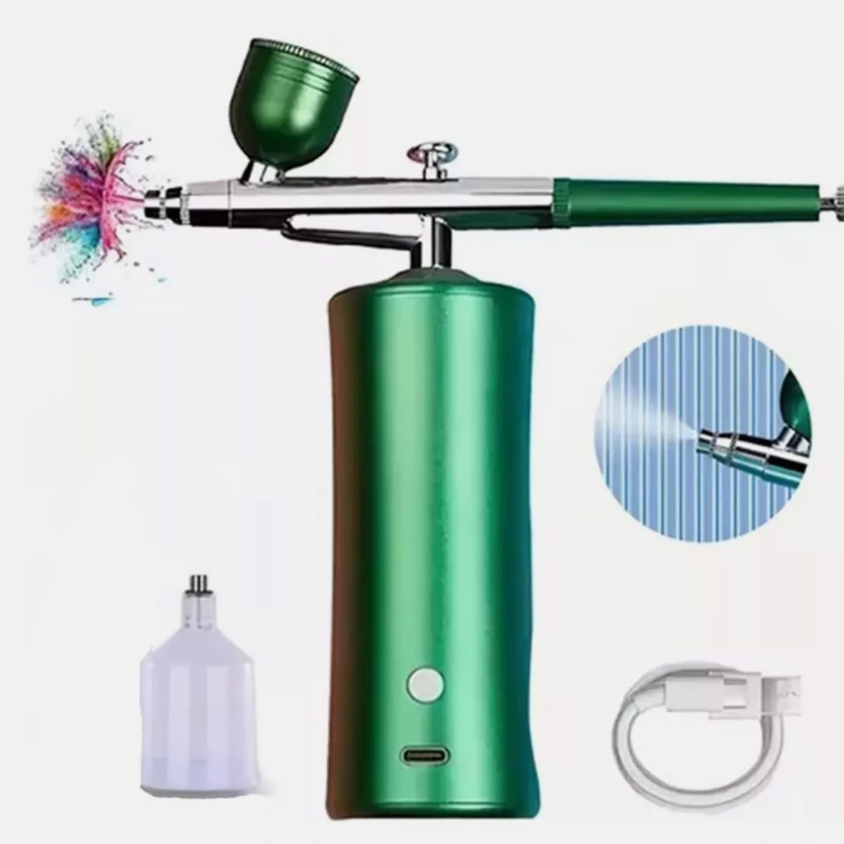KINDA NICE - Kit De Aerógrafo Profesional Recargable Inalámbrico Portátil Verde