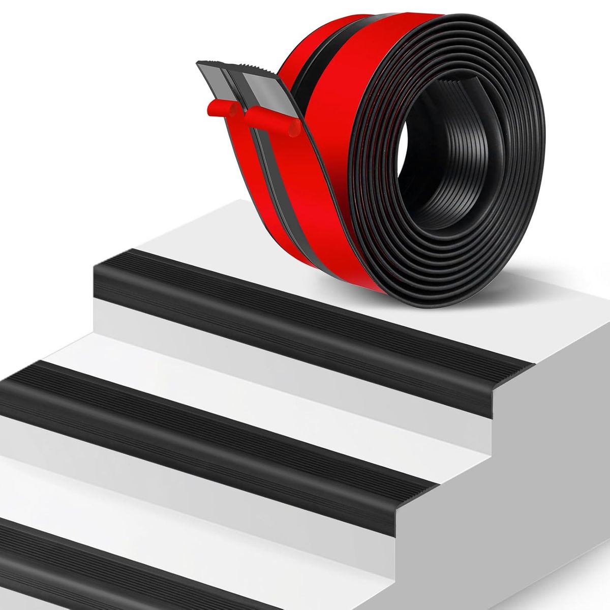 KUANGYE - Moldeo Nariz De Vinilo Para Escaleras 5cm×3m,Autoadhesivo,Protector Borde De Goma,Antideslizante