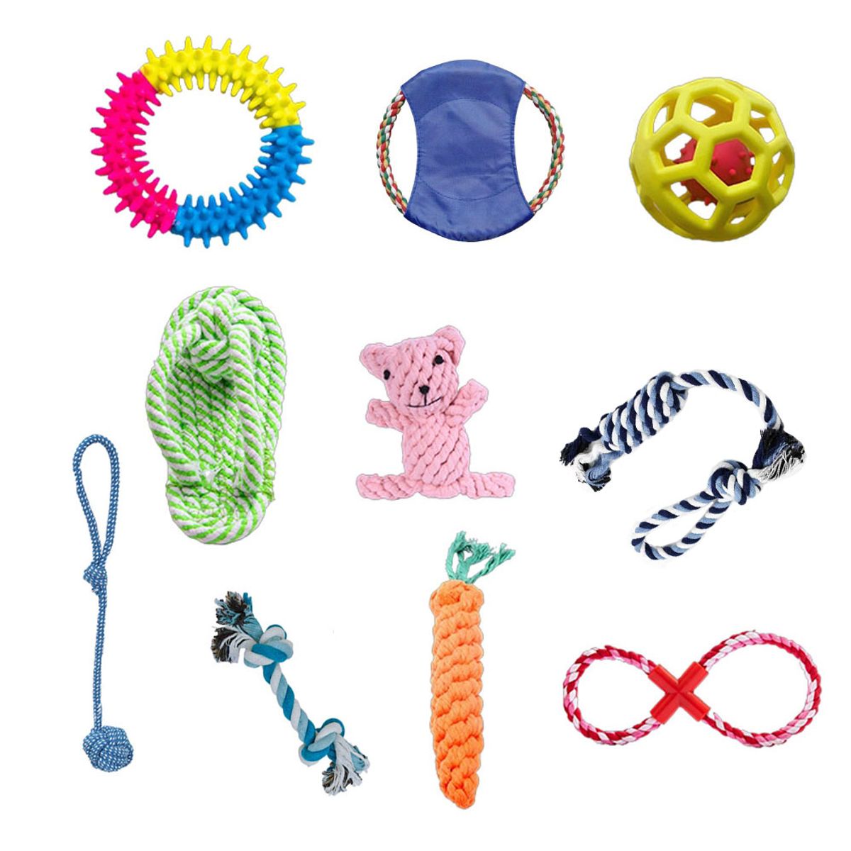 KINDA NICE - 10 Juguetes Cuerda Para Dentición Del Cachorro Para Perros