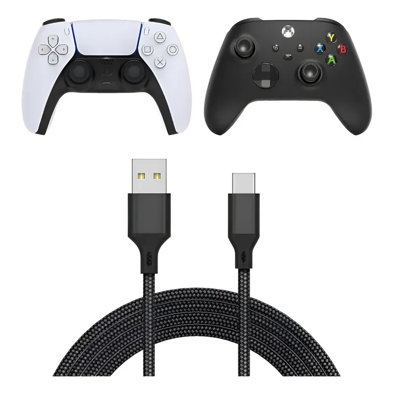 KUANGYE - Cable De Carga Para Mando Para Xbox Series/ Ps5 Reforzado 3 M Negro