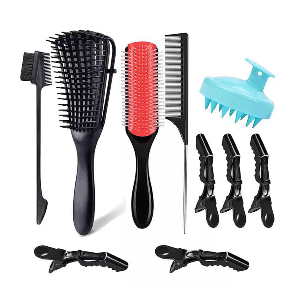KINDA NICE - Set 10 En 1 Cepillos Para Cabello Desenredar Pelo Rizado