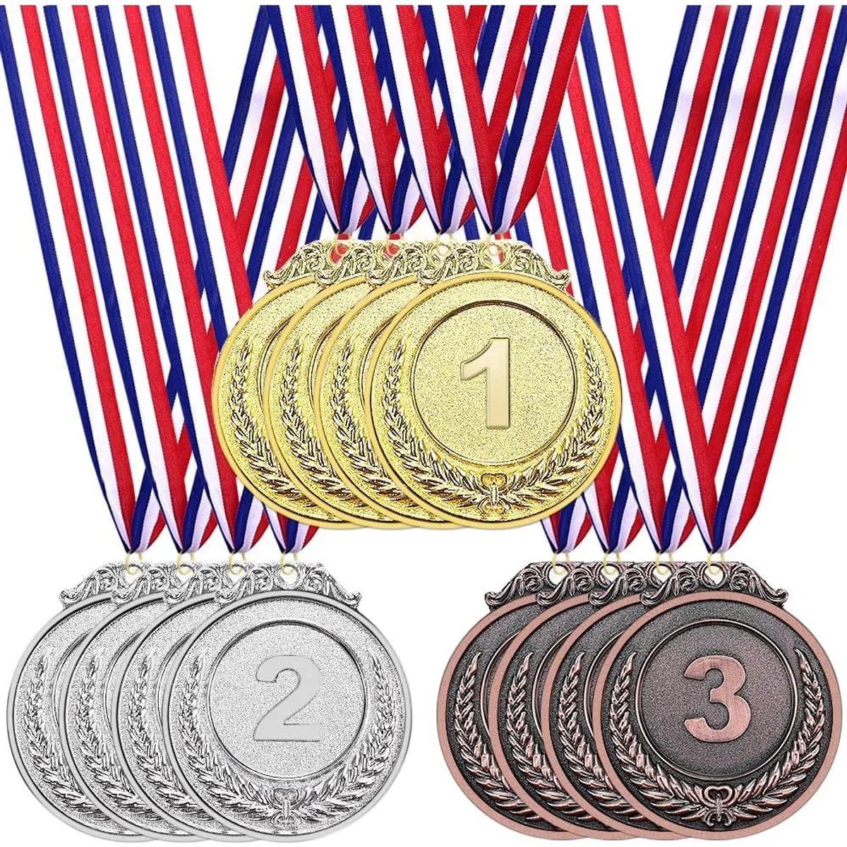 KUANGYE - 12pzs Medallas Metal De Oro Plata Bronce Deportivas