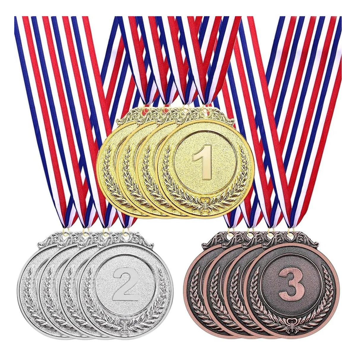 KUANGYE - 12pzs Medallas Metal De Oro Plata Bronce Deportivas