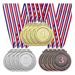 KUANGYE - 12pzs Medallas Metal De Oro Plata Bronce Deportivas