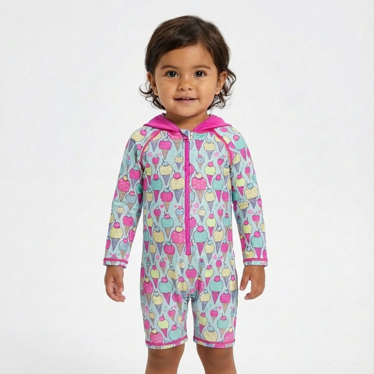 BONVERANO - Traje de baño con capucha y protección UV para niñas