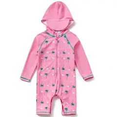 BONVERANO - Traje de baño con capucha y protección UV para niñas