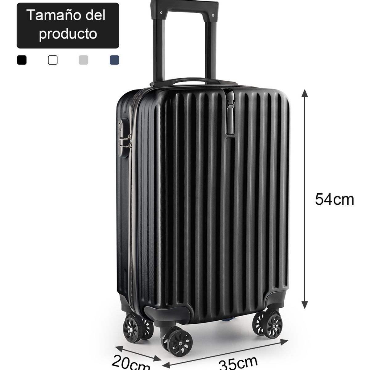 SUPERCENTER - Maleta De Gancho Viaje Pequeña Equipaje Cabina Chica De Mano Negro