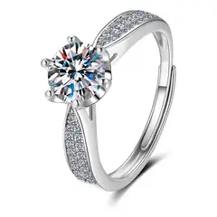 KUANGYE - Anillo Compromiso Bañado en plata Ajustable Para Mujeres