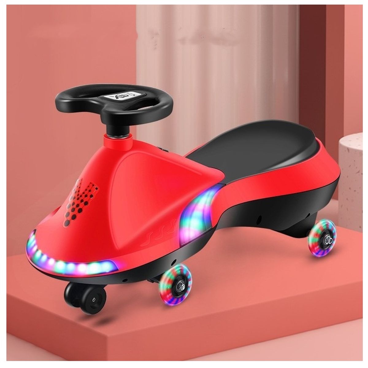 TATEE - Coche giratorio para niños coche de juguete Puede sentarse rojo